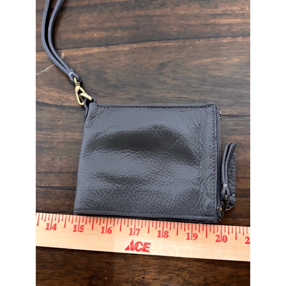 Sapahn Noelle Wristlet Charcoal Gray Pebbled Leather Bifold Wristlet Floral Line — image 8 of 8